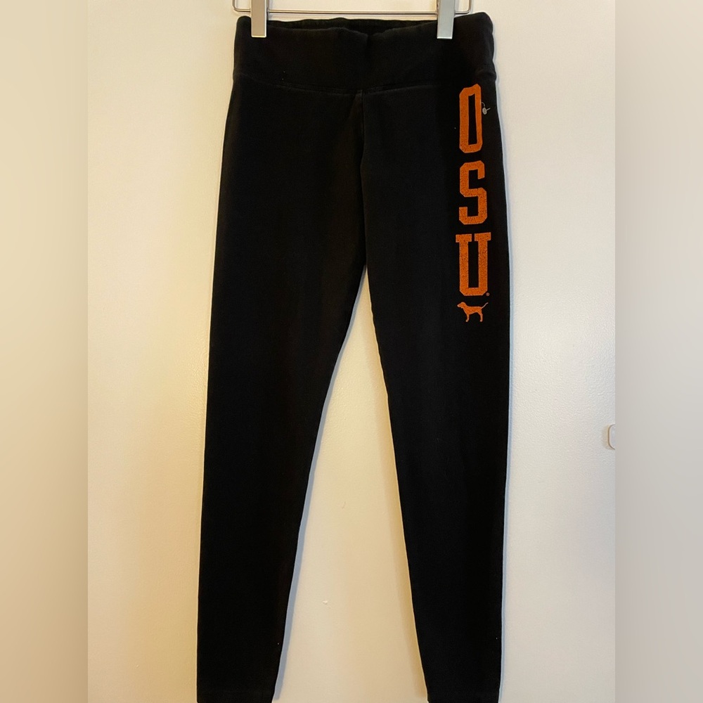 Victoria's Secret Black Leggings with Orange OSU Logo